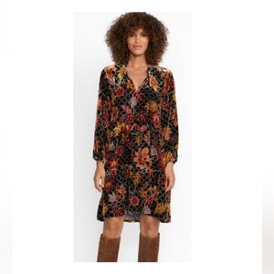 Johnny Was Silk Blend Jasmoon Flore Velvet Field Tiered Dress Tassels Sz XL Boho